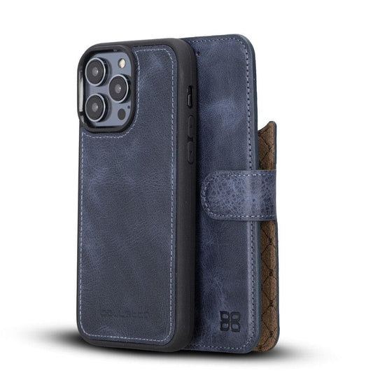 Apple iPhone 14 Series Detachable Leather Wallet Case Darker Color - MW-10